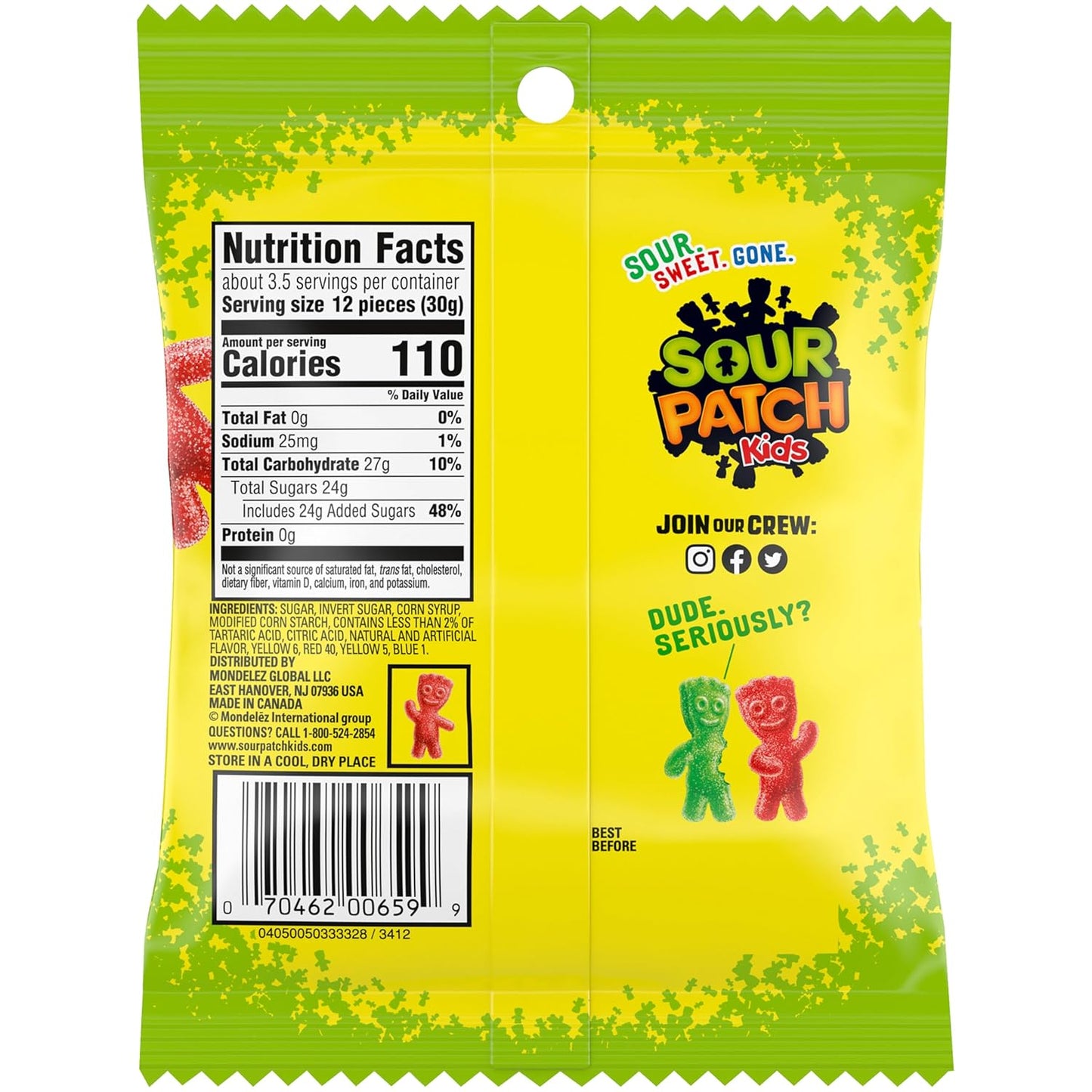 Sour Patch Kids Original Soft & Chewy Candy Multipack – Valentine's Day Classroom Gift and Holiday Stocking Stuffer for Teens