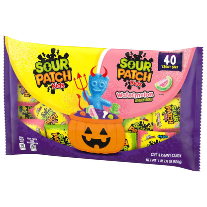 SOUR PATCH KIDS Original & Watermelon Bulk Candy - Clean Pre-Wrapped Bags for an Uncluttered Halloween Candy Bowl