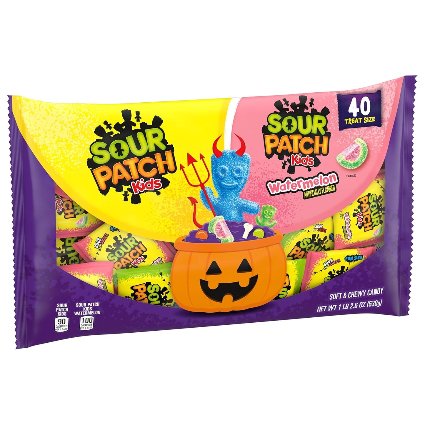 SOUR PATCH KIDS Original & Watermelon Bulk Candy - Clean Pre-Wrapped Bags for an Uncluttered Halloween Candy Bowl