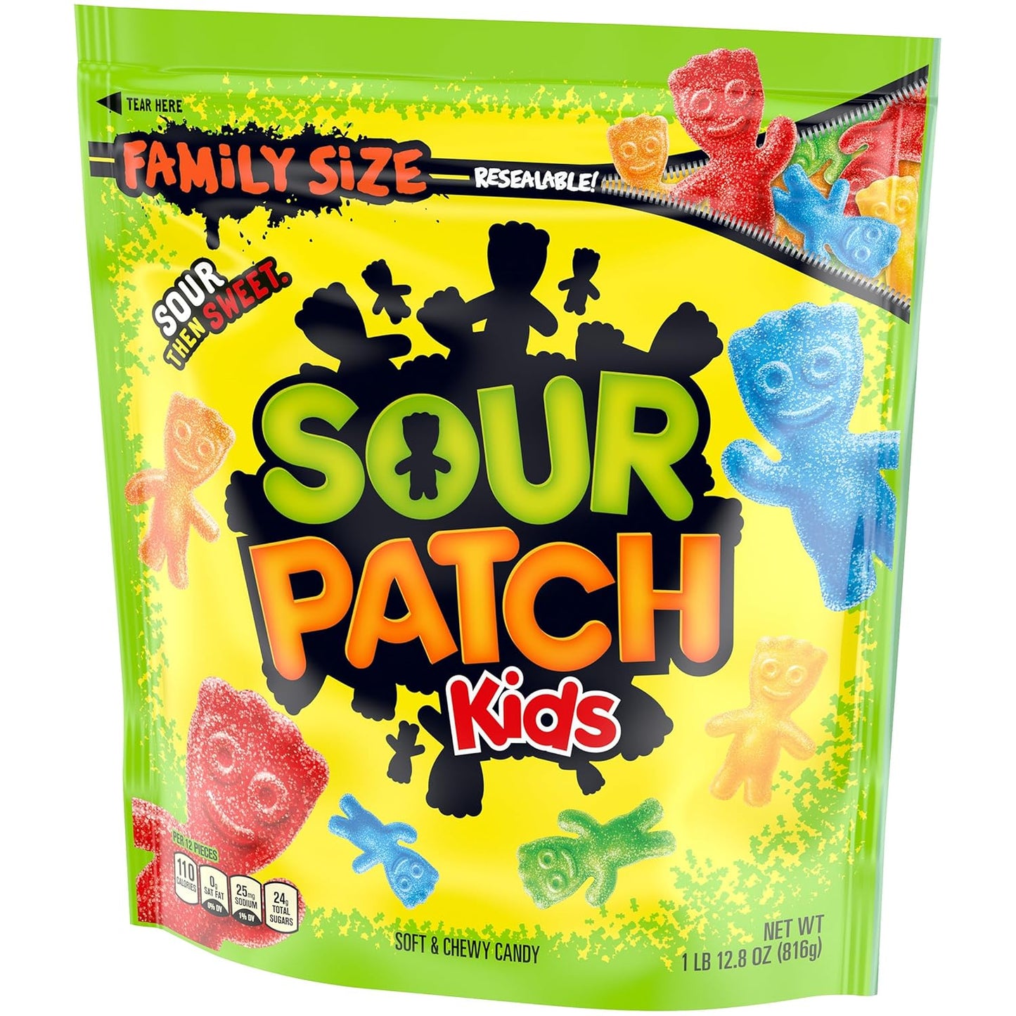 SOUR PATCH KIDS Sour Then Sweet Gummy Candy, 1.8 lb Resealable Gift Pack for Road Trips, Office Breakrooms, and Care Packages