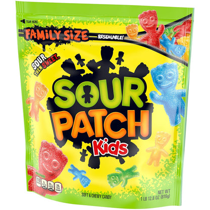 SOUR PATCH KIDS Sour Then Sweet Gummy Candy, 1.8 lb Resealable Gift Pack for Road Trips, Office Breakrooms, and Care Packages