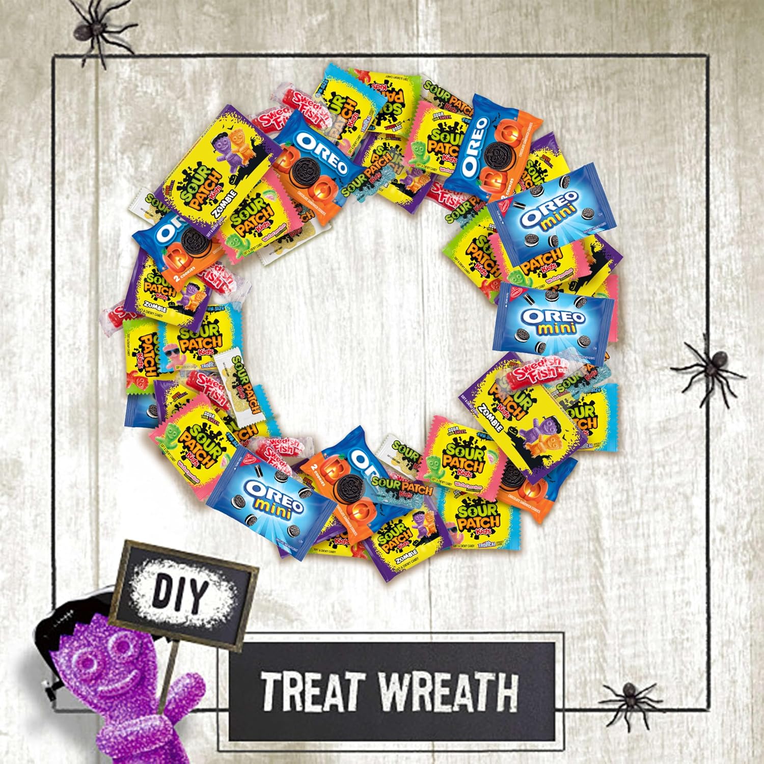 SOUR PATCH KIDS & SWEDISH FISH Halloween Variety – Eye-Catching Pre-Wrapped Candy for Candy Wreaths and Decorative Party Setups