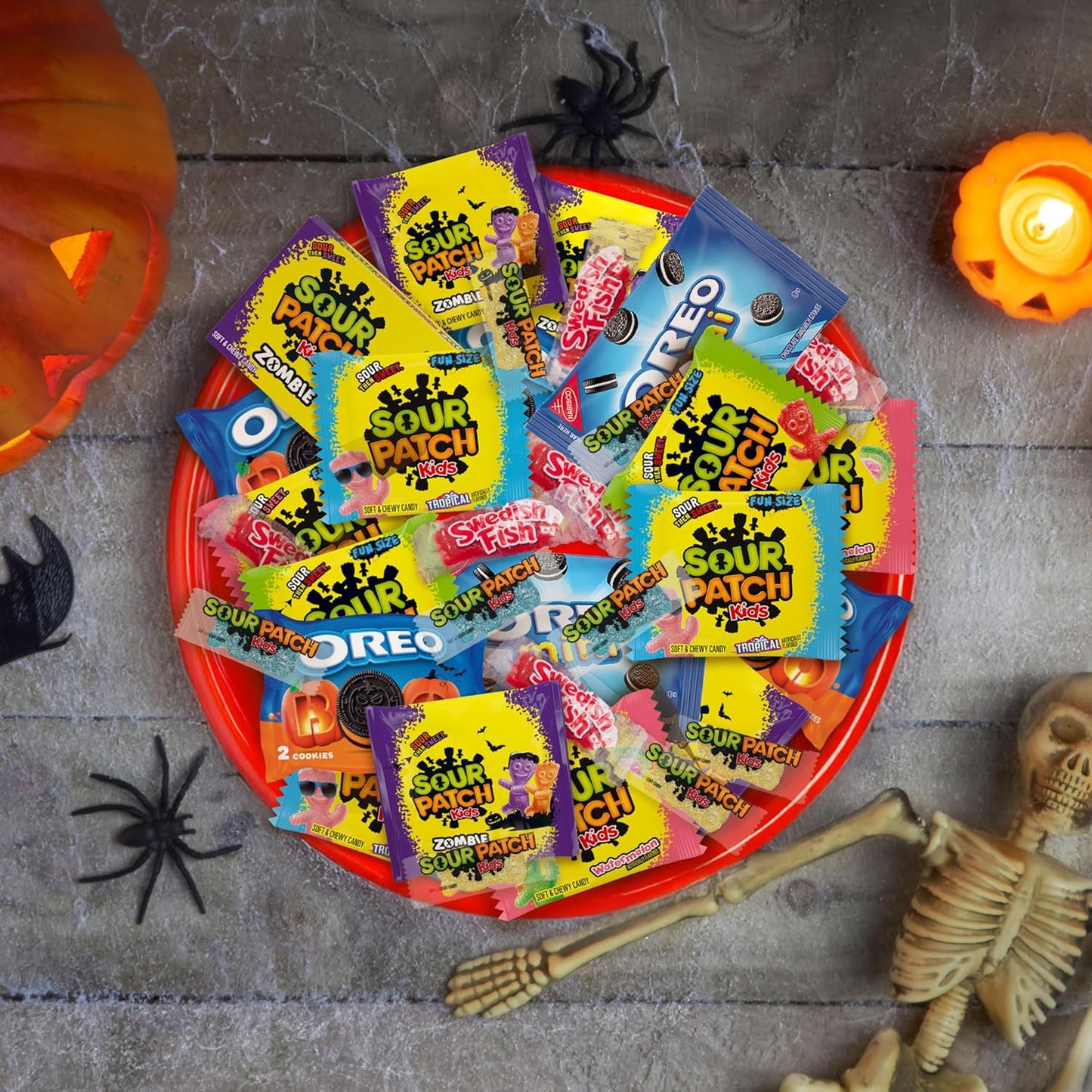 SOUR PATCH KIDS & SWEDISH FISH Halloween Variety – Eye-Catching Pre-Wrapped Candy for Candy Wreaths and Decorative Party Setups