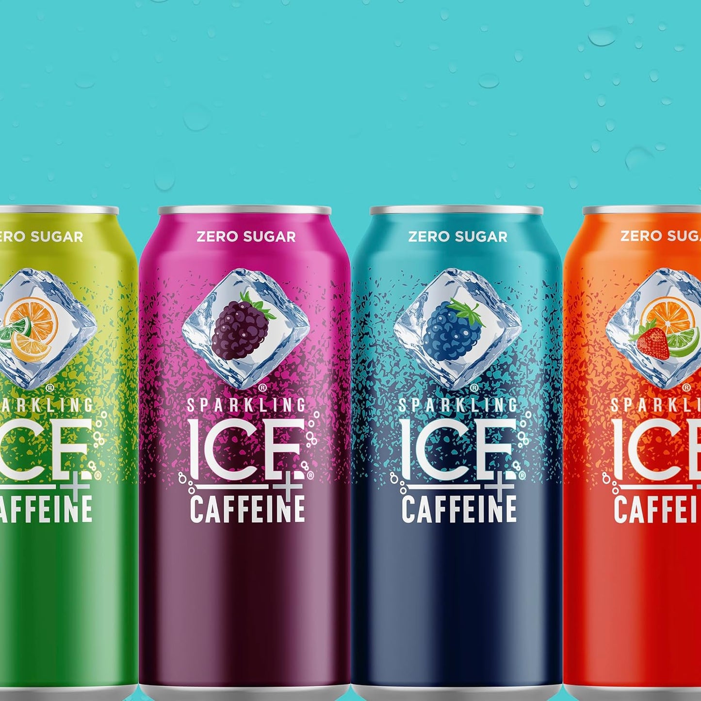 Sparkling Ice Caffeine Black Raspberry Sparkling Water for Home Office Focus, Zero Sugar Desk Drink with 70mg Caffeine
