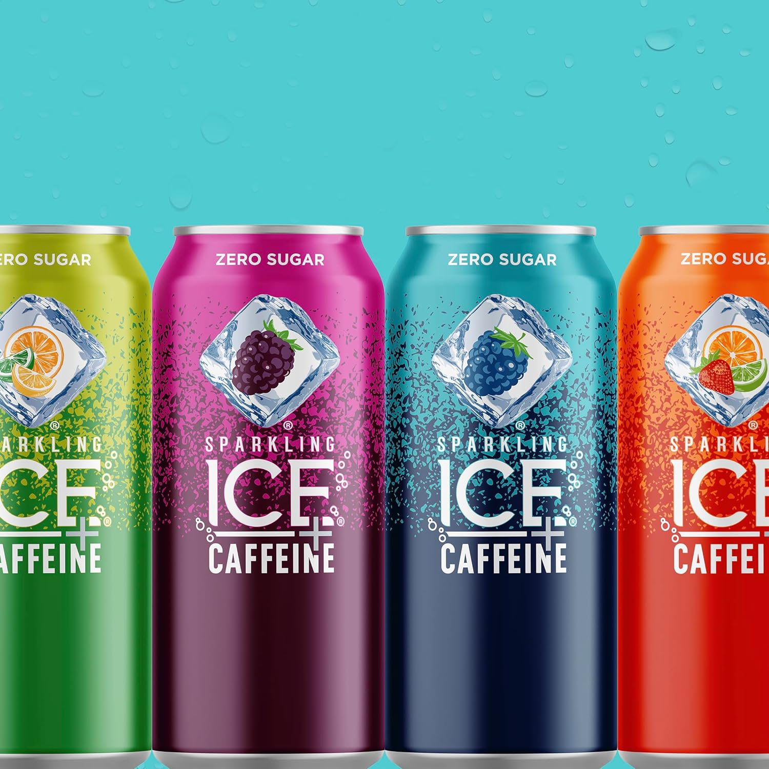 Sparkling Ice Caffeine Black Raspberry Sparkling Water for Home Office Focus, Zero Sugar Desk Drink with 70mg Caffeine
