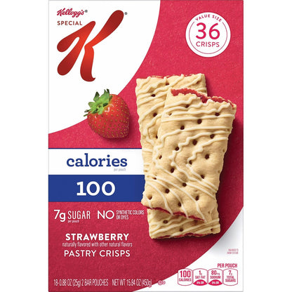 Special K Bar Pastry Crisps, Strawberry – Sealed Pouch Snack for Picnics and Open-Air Outings