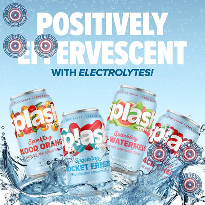 Splash Refresher Sparkling Water – Commute Companion Can, Sugar Free Focus Boost for Busy Professionals