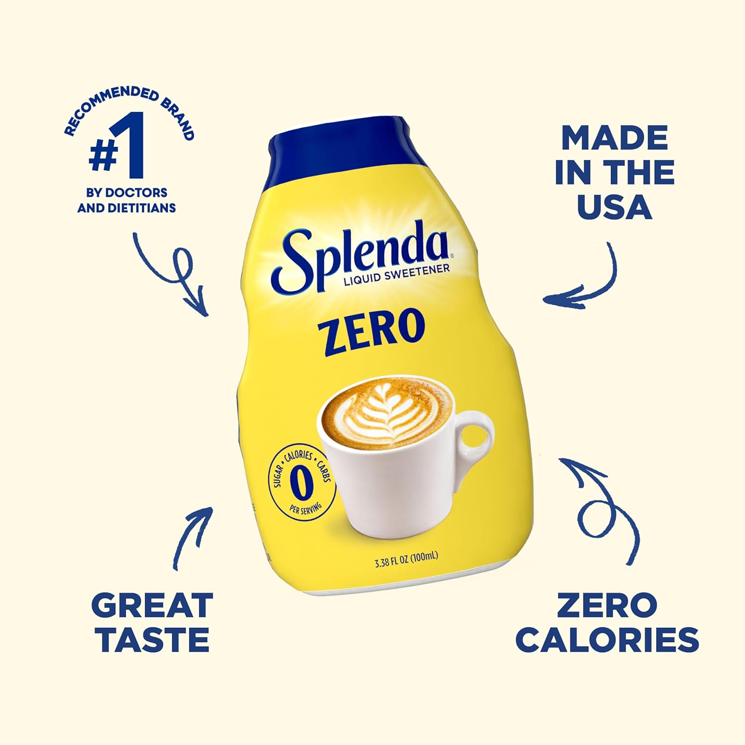 Splenda Liquid Sweetener 100ml – Simple Design Sweetener for Uncluttered Kitchen Counters and Meal Prep