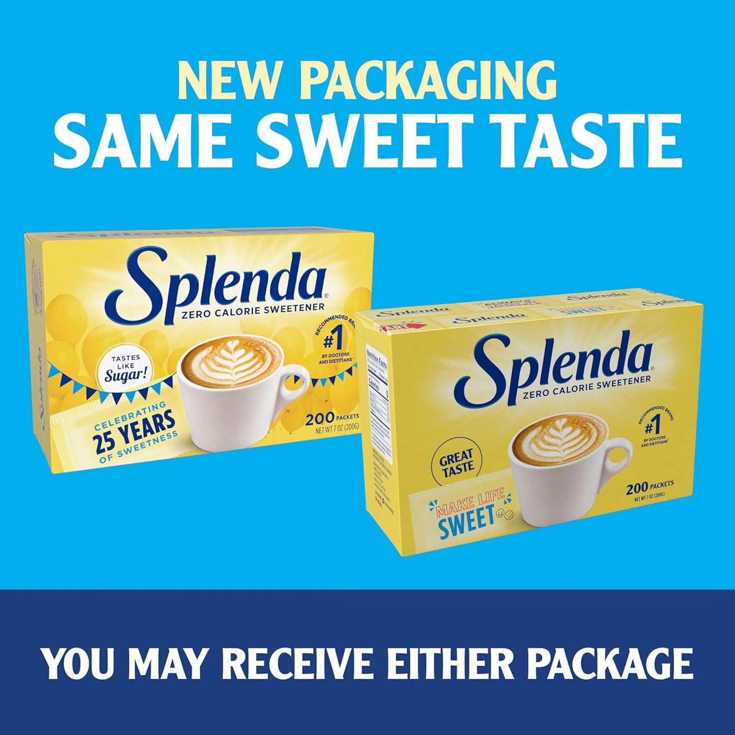 SPLENDA Zero Calorie Sweetener Packets – Less-is-More Baking Substitute, Single-Ingredient Granulated Packets for Clean Recipes