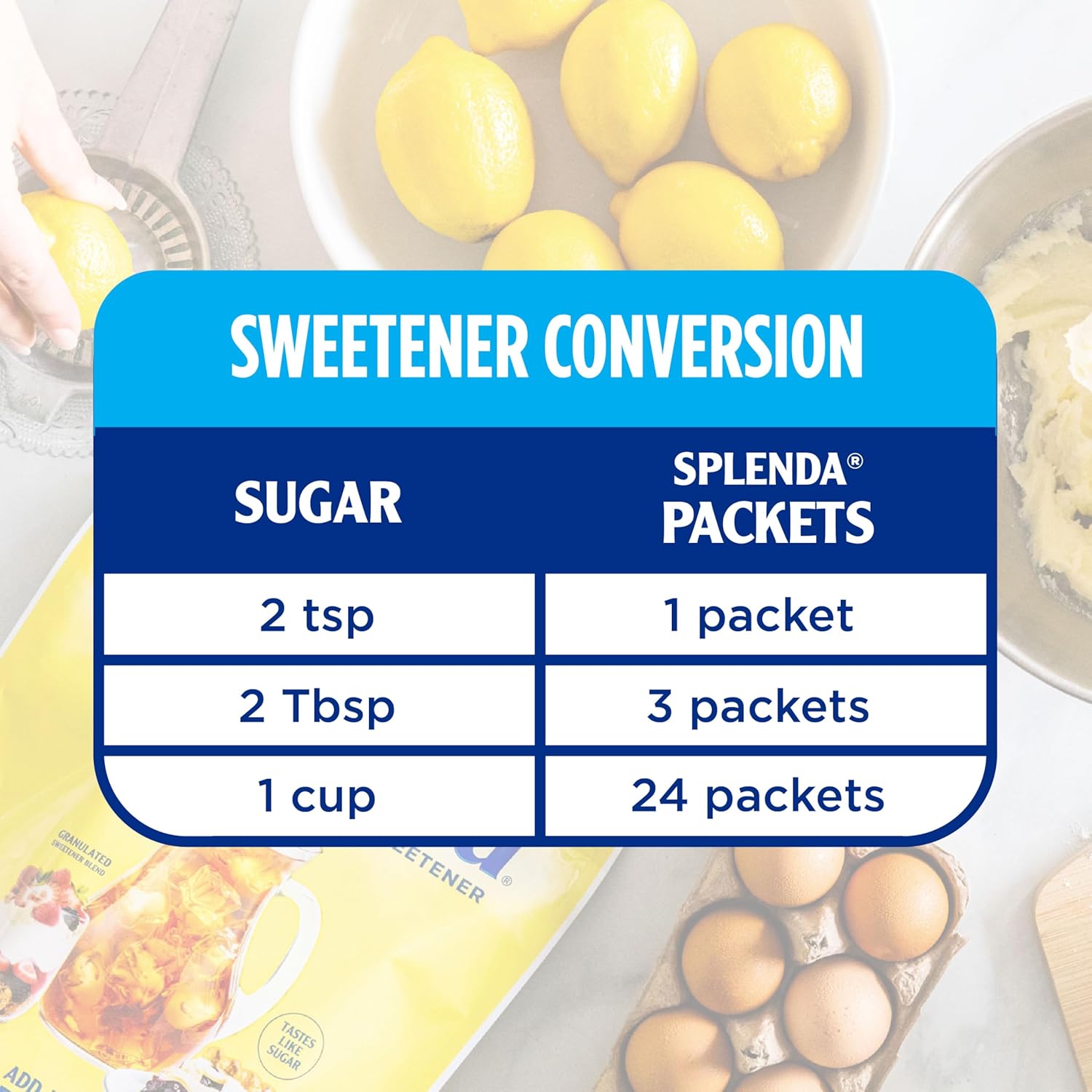 SPLENDA Zero Calorie Sweetener Packets – Less-is-More Baking Substitute, Single-Ingredient Granulated Packets for Clean Recipes