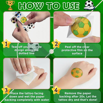 Sports Themed Birthday Gift for Soccer Fans – 96 Piece Tattoo Sticker Party Pack