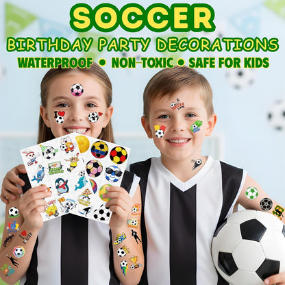 Sports Themed Birthday Gift for Soccer Fans – 96 Piece Tattoo Sticker Party Pack