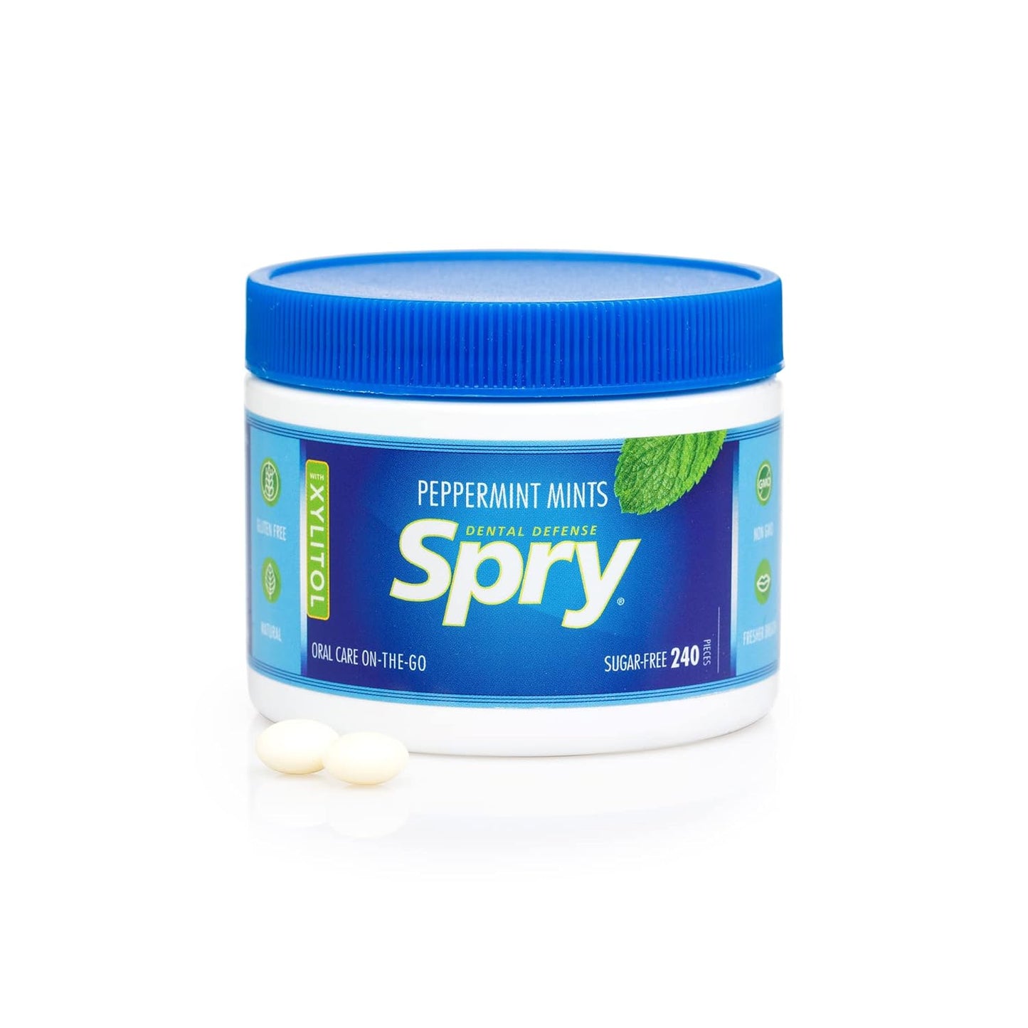 Spry Xylitol Berry Blast Mints Sugar Free Candy - Post-Coffee Oral Care for Workday Focus, 240 Count