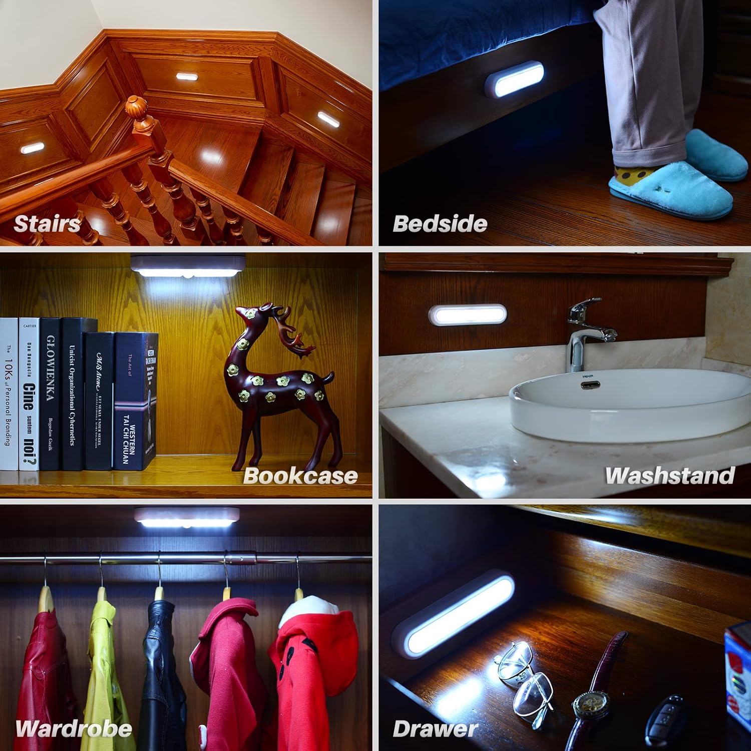 STAR-SPANGLED 7” Stick on LED Light Battery Powered – Split Body Motion Sensor Light for an Uncluttered, Intentional Home