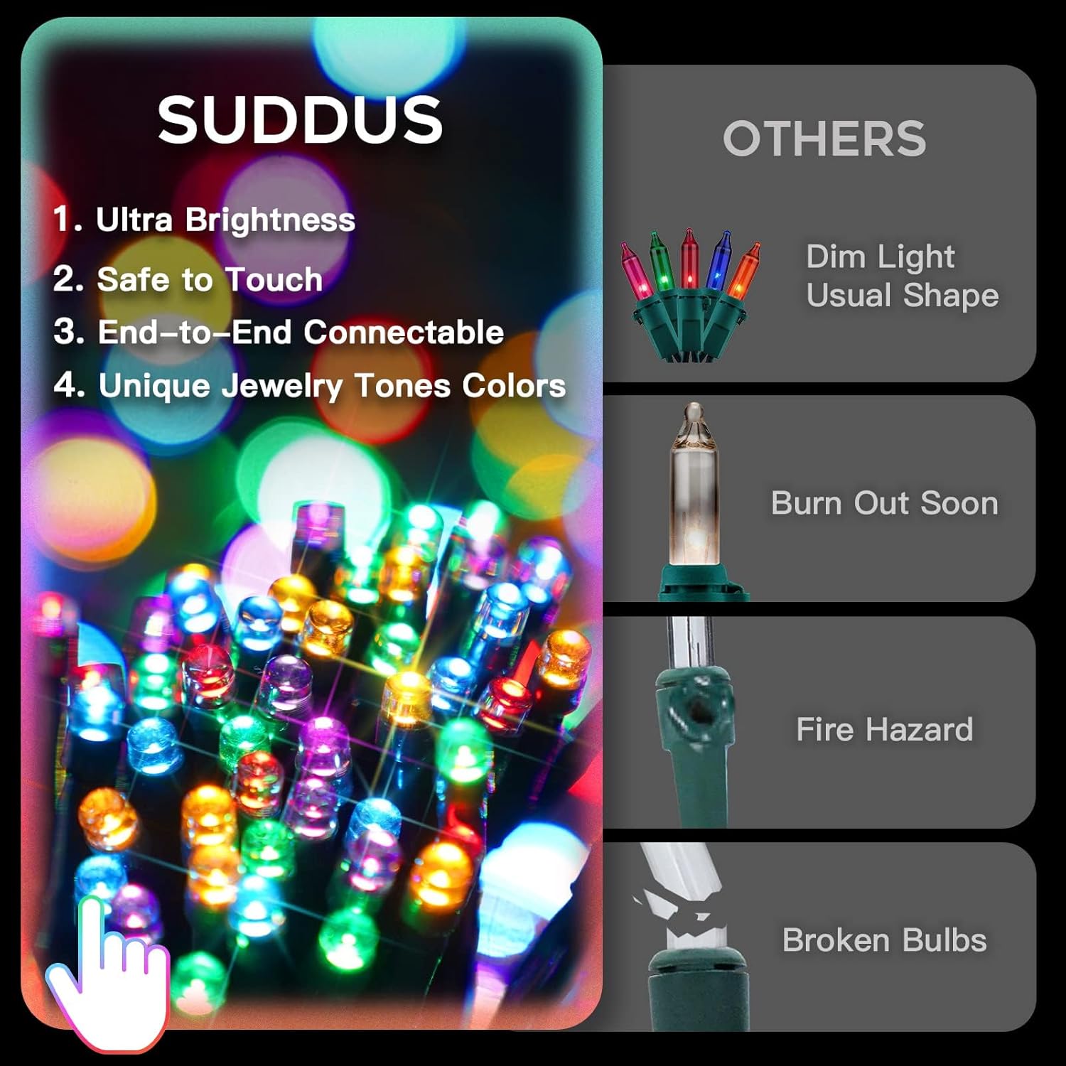 suddus 66ft String Lights – Birthday Gift for Mom and Women Who Love Year-Round Holiday Decorating