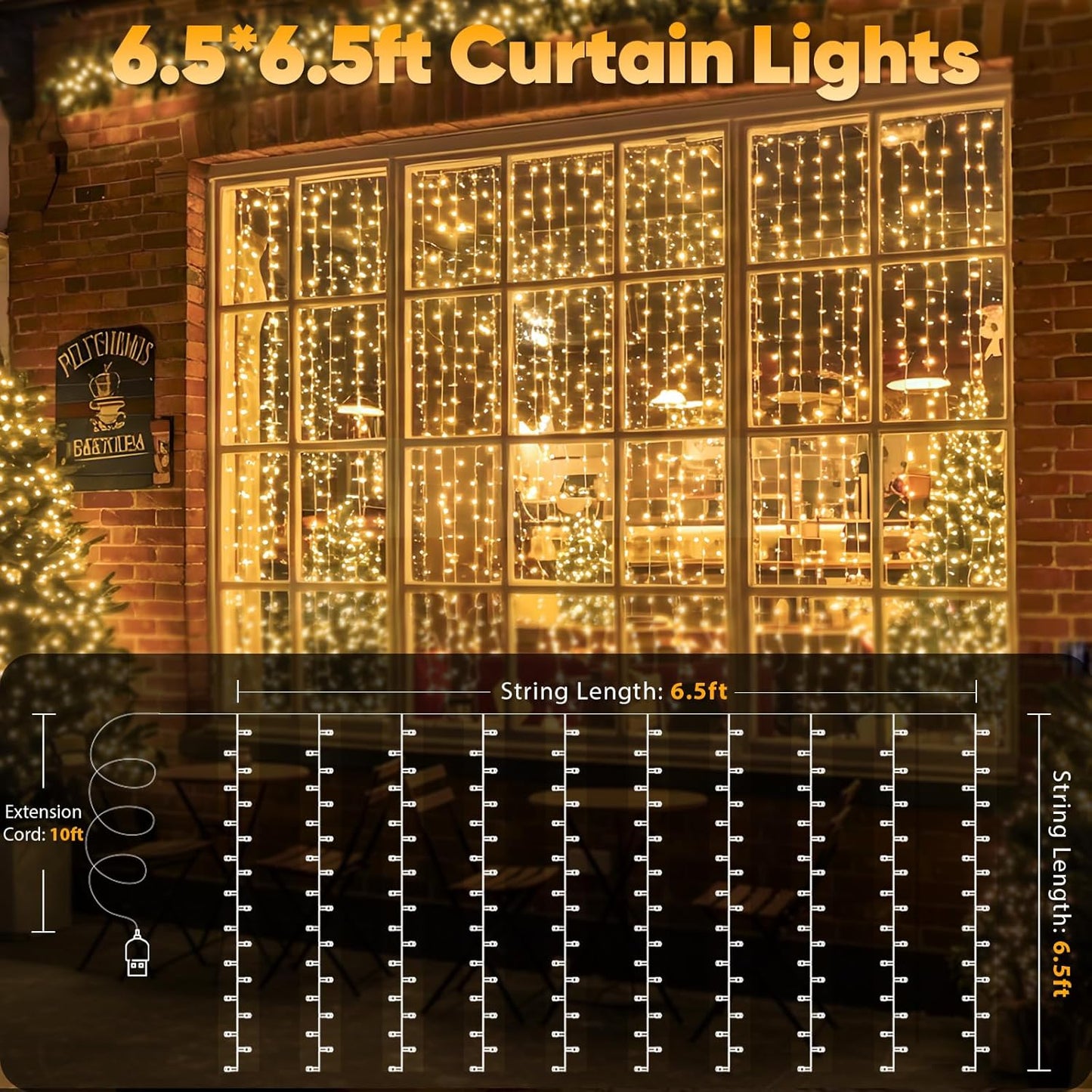 suddus LED Hanging Curtain Lights for Camping and Backyard – Portable USB Fairy Lights with 8 Modes and Timer