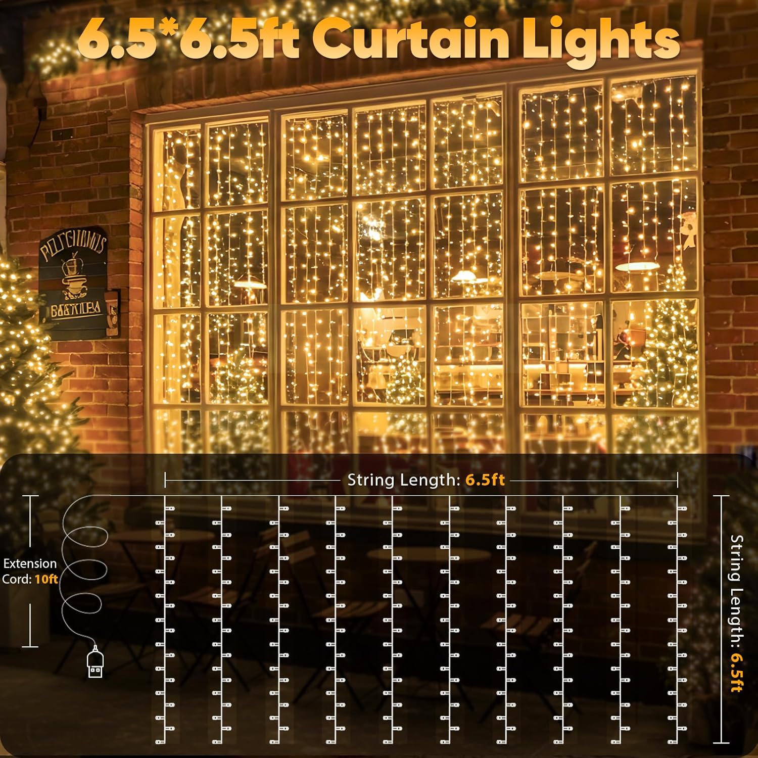 suddus LED Hanging Curtain Lights for Camping and Backyard – Portable USB Fairy Lights with 8 Modes and Timer