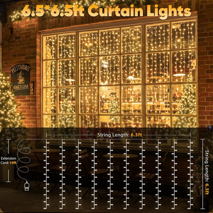 suddus LED Hanging Curtain Lights for Camping and Backyard – Portable USB Fairy Lights with 8 Modes and Timer