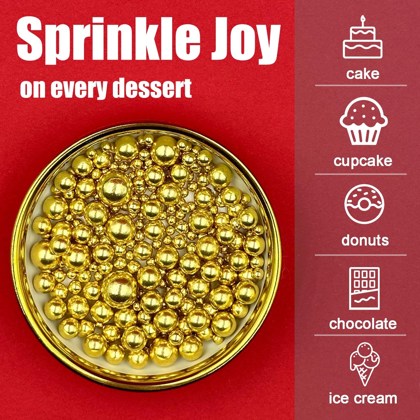 SUGAR BAY Single-Bottle Edible Pearl Sprinkles – Less-is-More Cupcake and Cookie Decorating for Uncluttered Kitchens