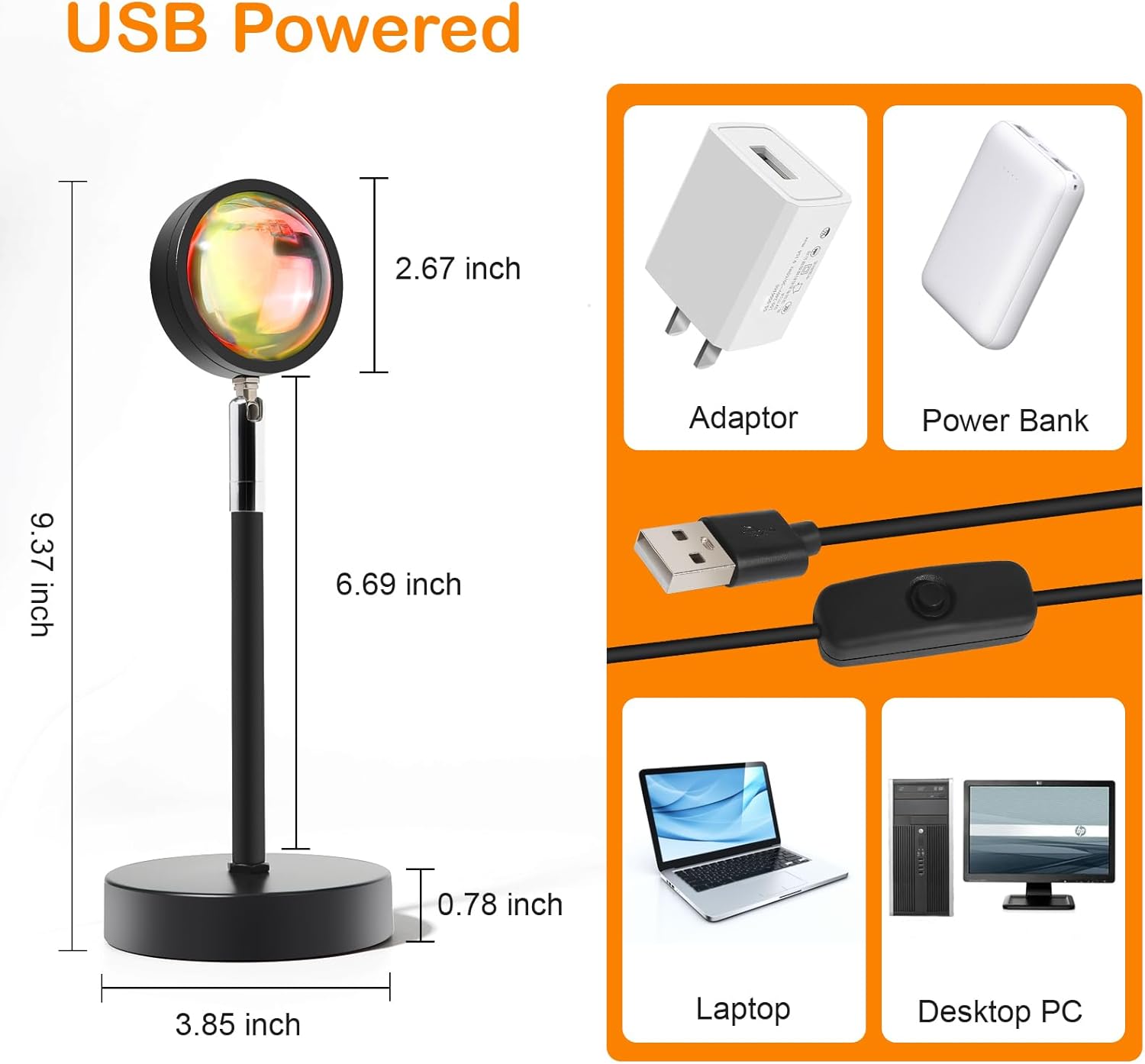 Sunset Lamp Projector – Less Is More Mood Light, Single Compact Unit with 16 Colors for Intentional Living