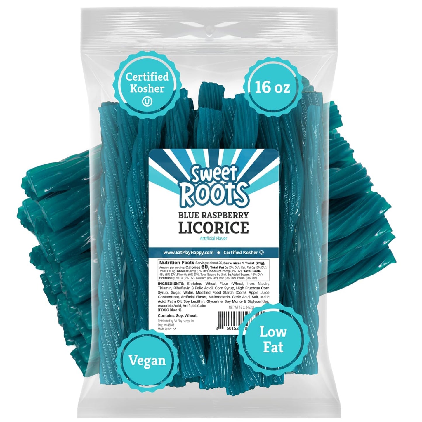 Sweet Roots Blue Raspberry Chewy Licorice Candy – 16 oz Bulk Bag for Hiking Packs, Beach Totes, and Backyard BBQs