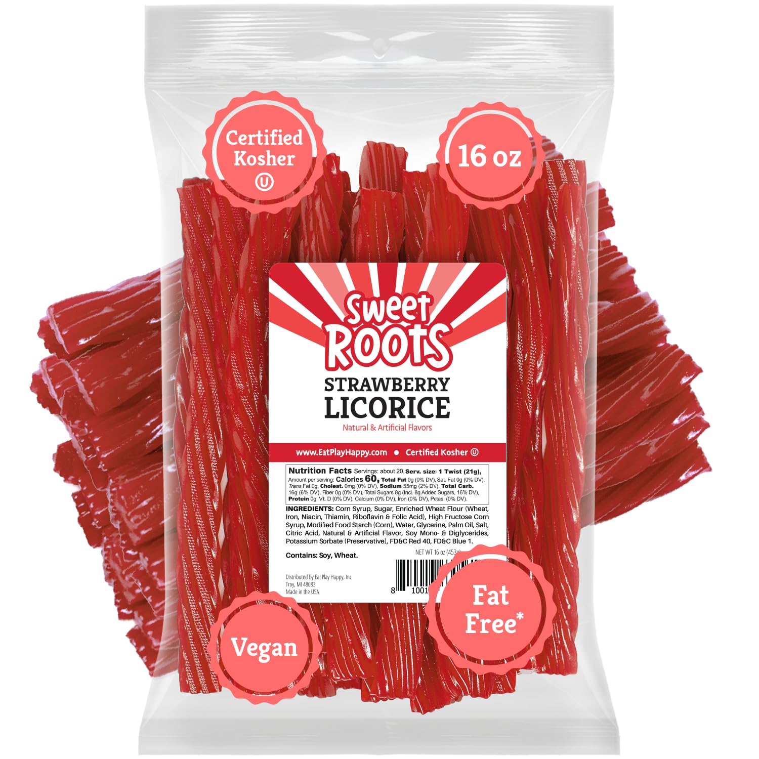 Sweet Roots Blue Raspberry Chewy Licorice Candy – 16 oz Bulk Bag for Hiking Packs, Beach Totes, and Backyard BBQs