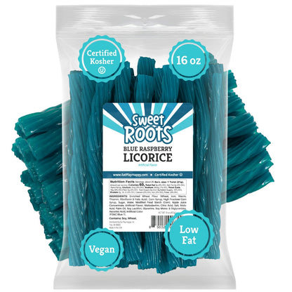 Sweet Roots Blue Raspberry Chewy Licorice Candy – 16 oz Bulk Bag for Hiking Packs, Beach Totes, and Backyard BBQs