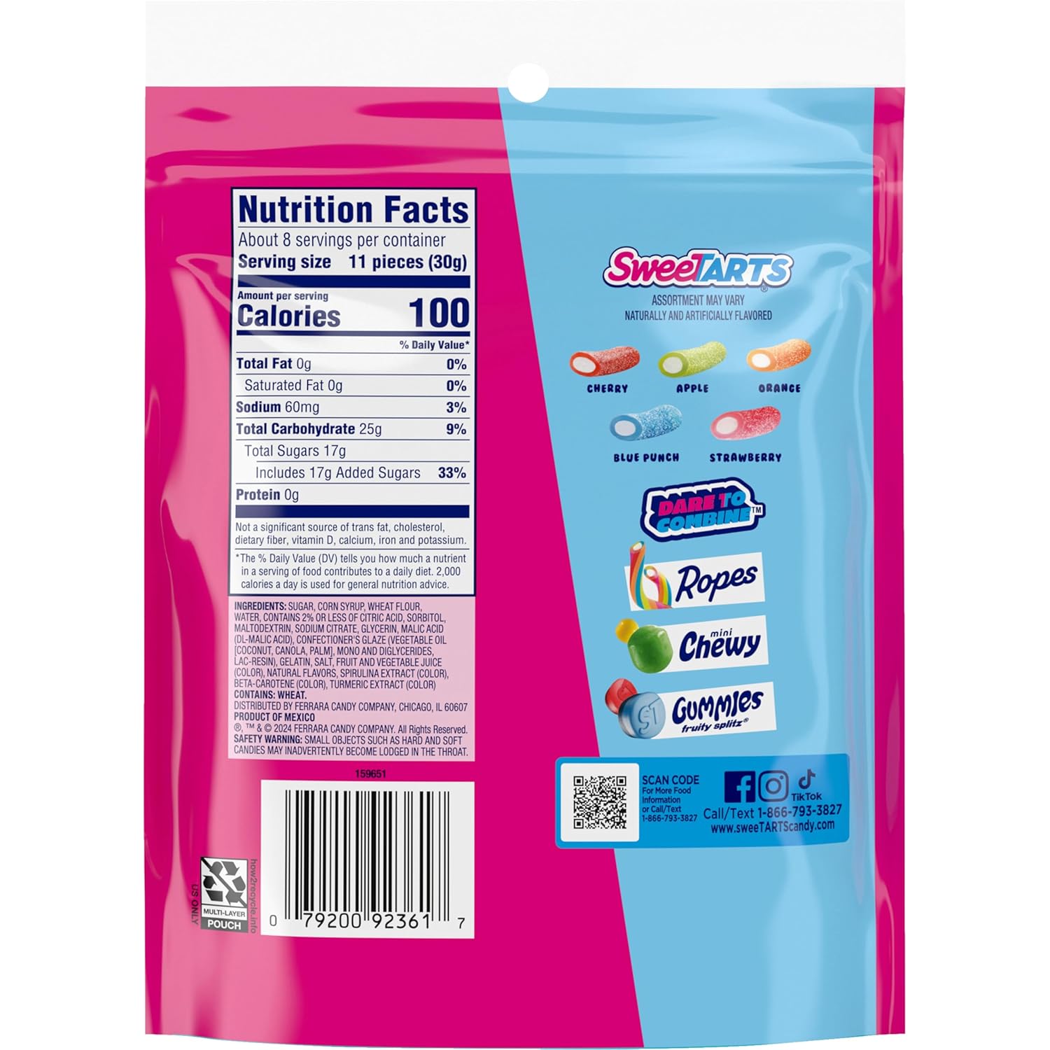 SweeTARTS Mini Chewy Candy – Clean-Label Chewy Candy for Better Choices, 12 oz