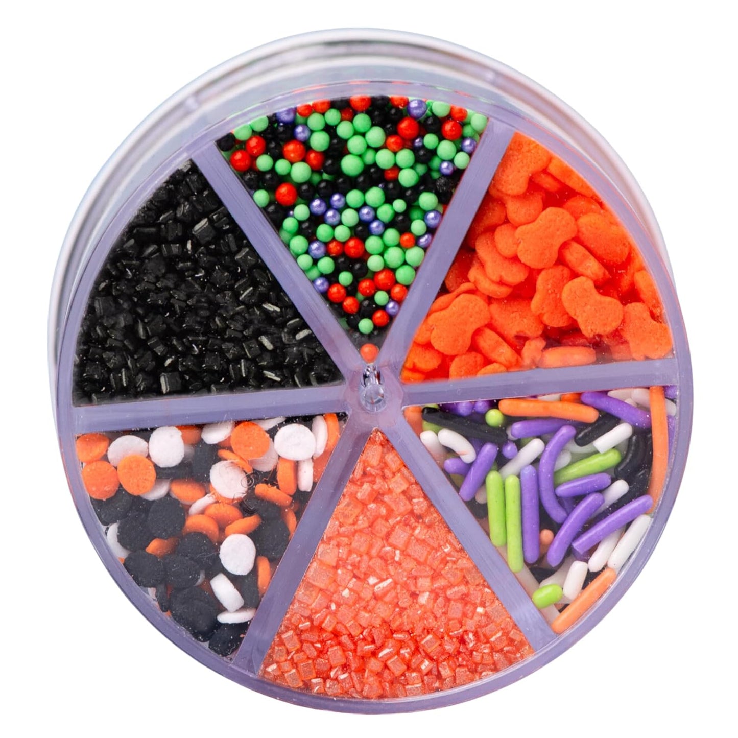 Sweets Indeed 6-Compartment Sprinkle Set – Quick-Access Flip-Top Design for Fast Halloween Dessert Assembly