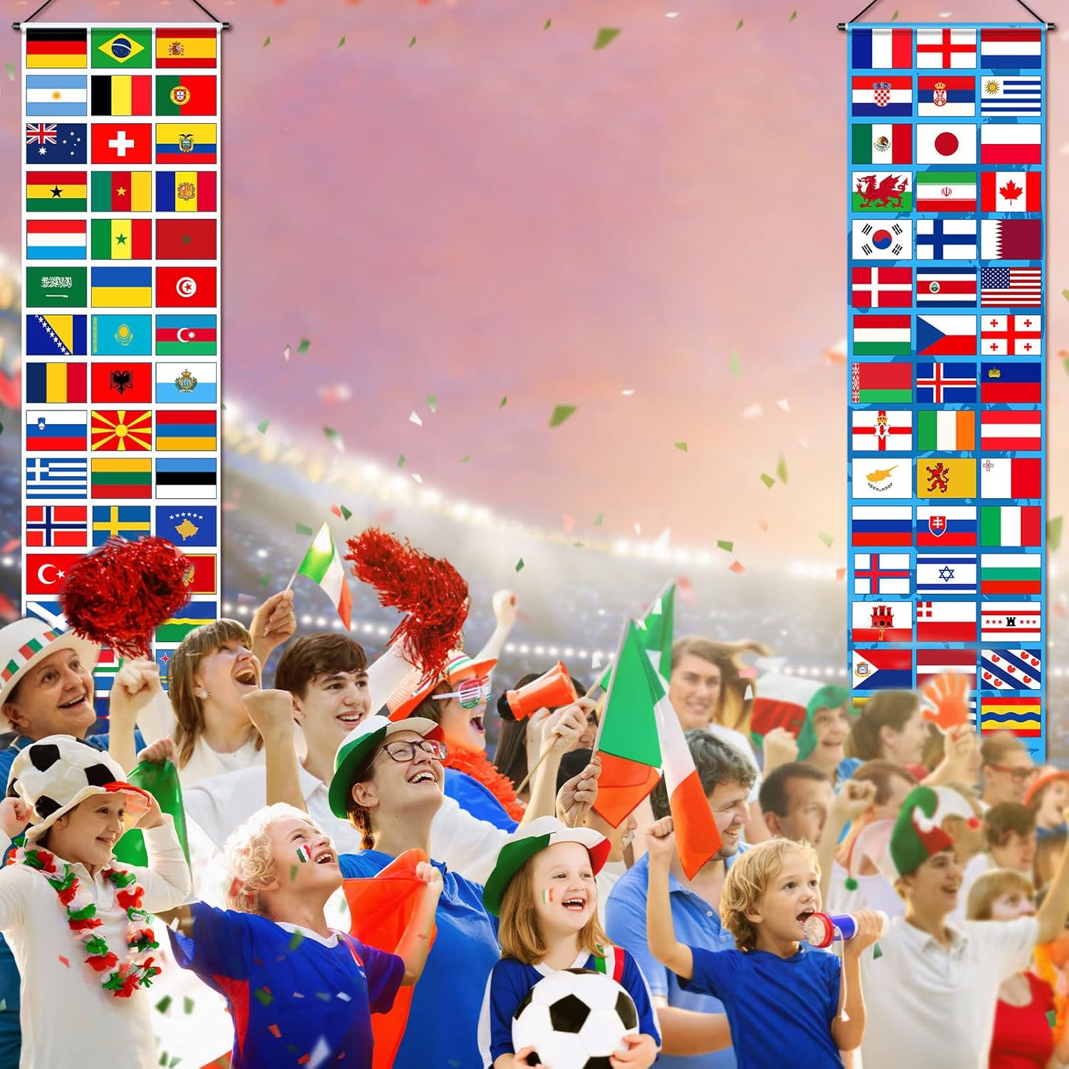 Tatuo International Banner Set – Bedroom and Entryway Decor with Double-Sided Multicolor Flag Graphics
