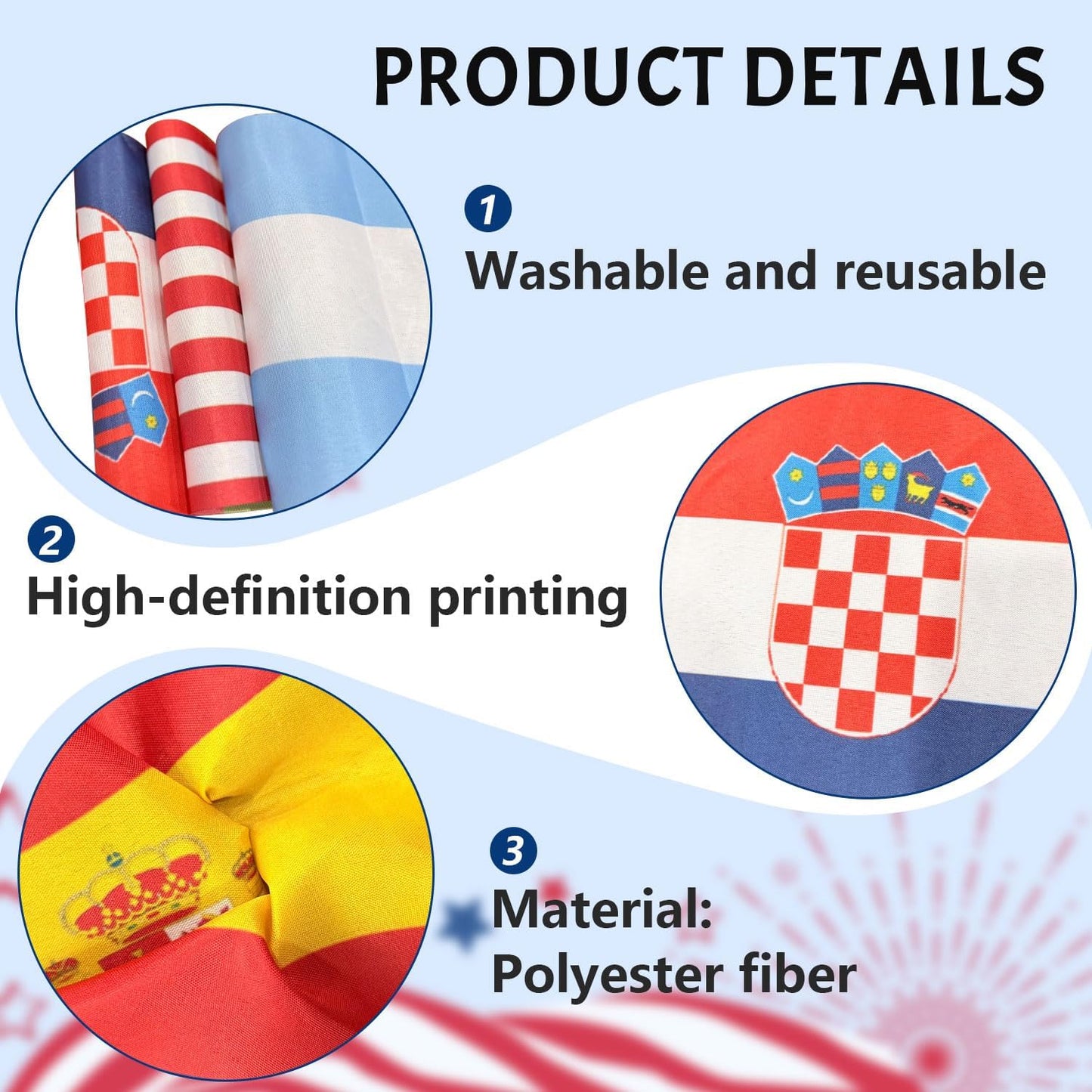 tear-resistant, wrinkle-resistant, fade-resistant premium polyester construction