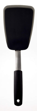 OXO Small Silicone Turner – Minimalist Kitchen Tool with Clean Black Finish, 11.25 Inches