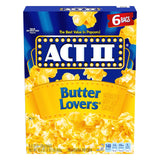 ACT II Butter Lovers Microwave Popcorn, 6 ct 2.75 oz Bags — Breakroom Treat for the Office and Conference Room
