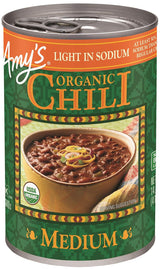 Amy's Organic Light Sodium Medium Chili 14.7 oz – No Filler Canned Chili for Sensitive Eater Lunchboxes