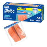 Ziploc Power Shield Quart Freezer Bags – Tear Resistant Storage for Hiking Lunches and Patio Grilling, Bulk 136