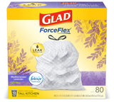 Glad ForceFlex Trash Bags – Mindful Home Essential for Daily Food Prep, 13 Gallon Lavender