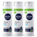 NIVEA MEN Sensitive Shave Gel – Protective Wet Shave for Sensitive Skin, Reduces Micro Cuts and Razor Burn, 7 Oz Can, Pack of 3