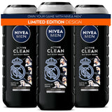 NIVEA MEN Real Madrid Charcoal 3-in-1 Body Wash – Portable Post-Match Cleansing for the Locker Room and Beyond