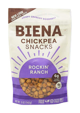 BIENA Chickpea Snacks - High Protein Crunchy Roasted Chickpeas for Patio Snacking and Open Air Gatherings - 5 Ounce Single-Serve - Rockin' Ranch