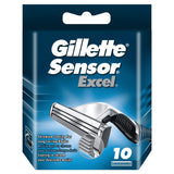 Gillette Sensor Excel Razor Blades for Men – 10-Pack Refills for Travel Toiletry Bags, Hotel and Vacation Rental Ready
