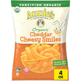 Annie's Organic Cheddar Cheesy Smiles – Gluten Free Better For You Cheese Puff Snack, 4 oz