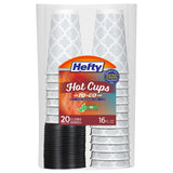 Hefty Insulated Paper Coffee Cups – Spill-Resistant Cups for Car Cup Holders and Commute Bags, 16 oz, 20 Count