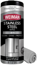 Weiman Stainless Steel Cleaner Wipes - Keep Black Stainless Finishes Photo-Ready in Modern Kitchens and Bathrooms