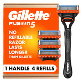 Gillette Fusion5 5-Blade System – Streamlined Grooming with Precision Trimmer Included