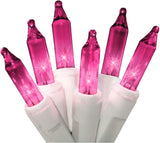 612 Vermont 100 Pink Incandescent Mini Lights for Nighttime Mindfulness Routine, Soft Glow White Wire String for Meditation Corner and Yoga Space