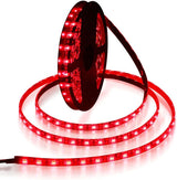ALITOVE 5050 Red LED Ribbon Strip 16.4ft Dimmable-Ready Flexible Light for Living Room Mood Kitchen Nook and Home Theater Glow Without Power Supply