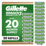 Gillette Mach3 Sensitive Cartridges 20 Pack – Thoughtful Father's Day Gift for Men Who Shave, Premium Grooming Refill