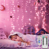 suddus LED Hanging Curtain Lights for Camping and Backyard – Portable USB Fairy Lights with 8 Modes and Timer