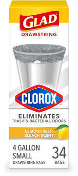 Glad Small Trash Bags 4 Gallon – Sweet Citron & Lime Scented Bags That Blend with Modern Home Decor