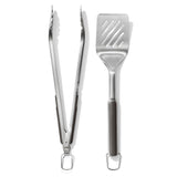 OXO Stainless Steel BBQ Tongs and Turner – Secure, Non-Slip Handles for Wet and Greasy Hands